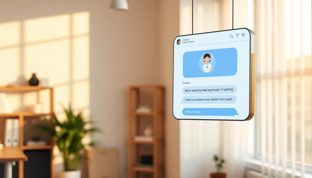 A modern, clean-lined chatbot interface floating in a light-filled workspace, with a user avatar conversing seamlessly via a sleek messaging window. The chatbot's responses are intuitive and helpful, creating a personalized, efficient customer service experience. Warm, natural lighting casts a pleasant glow, and the overall aesthetic is minimalist and professional, reflecting a polished, user-centric approach to automated customer support. The scene conveys a sense of ease and approachability, showcasing how such technology can enhance the post-purchase relationship between brand and customer.
